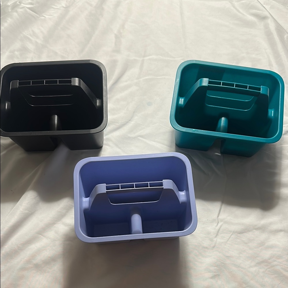 Set of Three Storage Bins in Black, Teal, and Purple